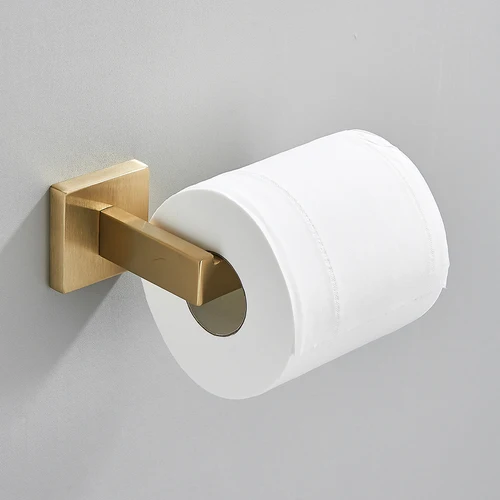 Imagen 2 del producto POIQIHY-Juego de herrajes para baño, gancho para BATA DE ORO cepillado, toallero, barra, estante, soporte para papel tisú, accesorios de baño montados en la pared