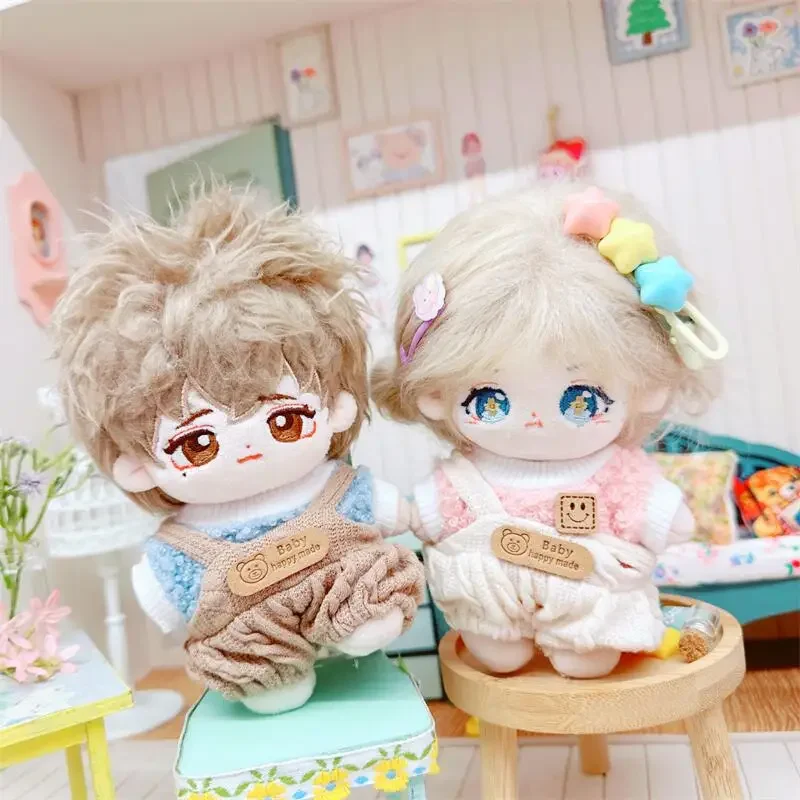 10cm Doll Clothes Woolen sweater Cute Bear Strap Pants Set for Idol Star Doll Toy Accessories Korea Kpop EXO Doll Outfit