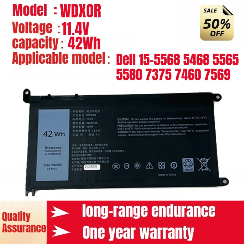 

WDXOR Dell Laptop Battery for Dell 15-5568 5468 5565 5580 7375 7460 7569 New Large Capacity 11.4V 42Wh