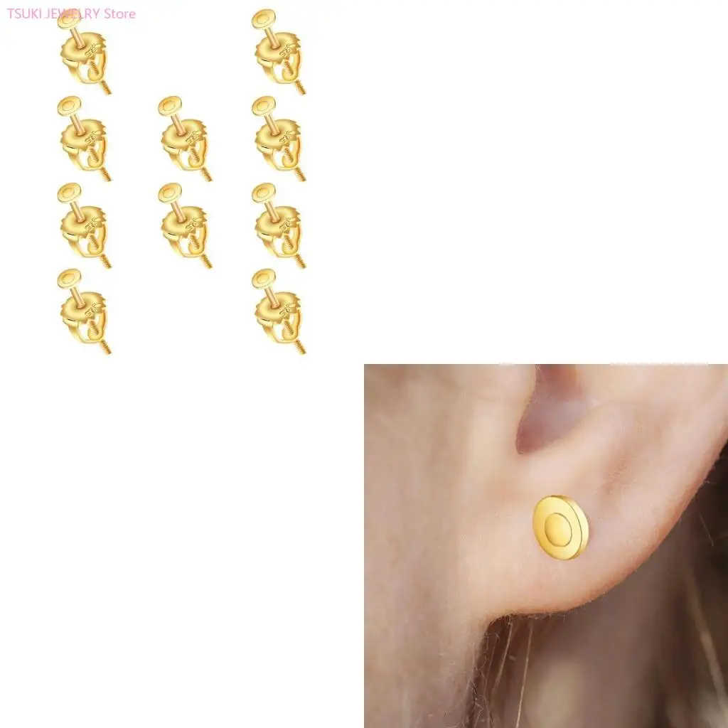 

62KE Элегантная задняя часть серег с винтом Прочный фиксатор для затычки для ушей Стильная задняя часть сережек для любителей и