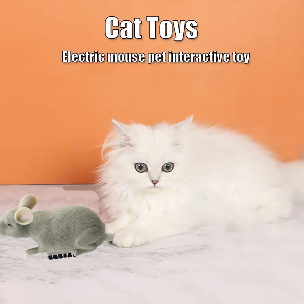 Jouets de souris électrique pour chat, robot d\'évasion automatique, vibration inoling, à piles, en peluche, jouets d\'interaction pour animaux de