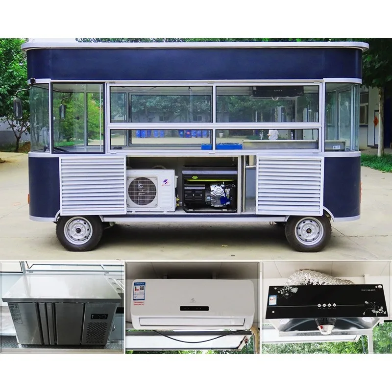 High Quality Stainless Steel Street Food Trailer Multifunctional Ice Cream Hotdog Mobile Coffee Cart For Commercial Use