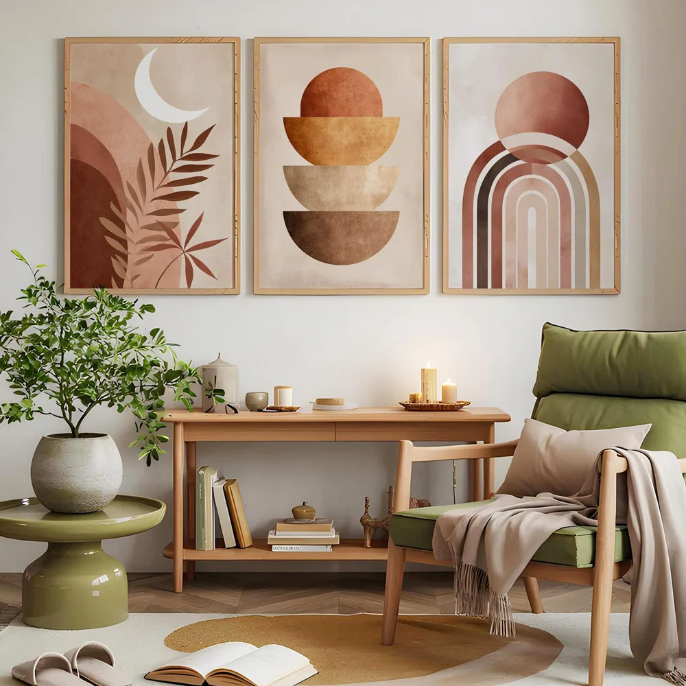 Set of 3 Prints2 Abstract Boho Minimalist Geometric Triptych Canvas Print Painting Bedroom Study Studio Living Room Home Deco