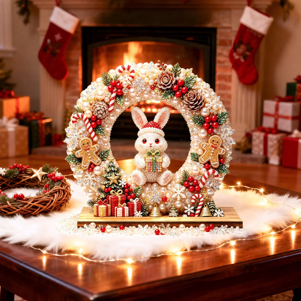 Christmas Decorative Ornament Classic Fireplace Scene Ornament Christmas Tabletop Ornament Vivid For Living Room Holiday