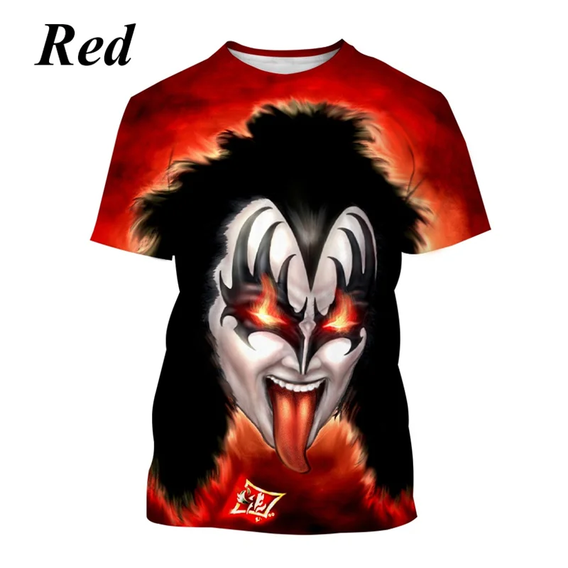 T-shirts KISS Band Rock 3D Print Summer Tees Streetwear Crew Neck Short Sleeve Hip Hop T Shirt Oversized Men Women kids Tops