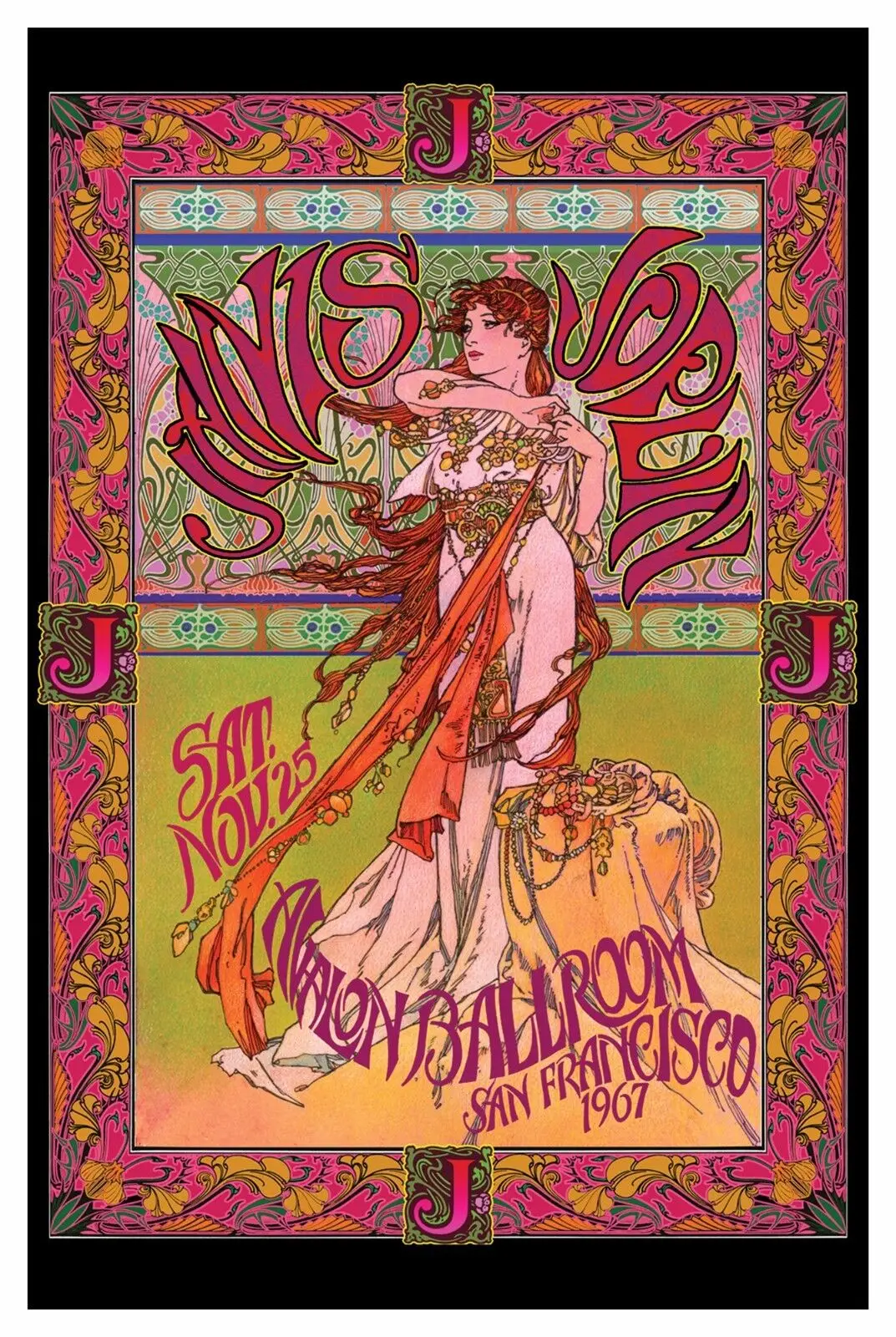 JANIS JOPLIN - MASSE CONCERT  CLASSIC ROCK ART Art Silk Fabric Poster Wall Decor