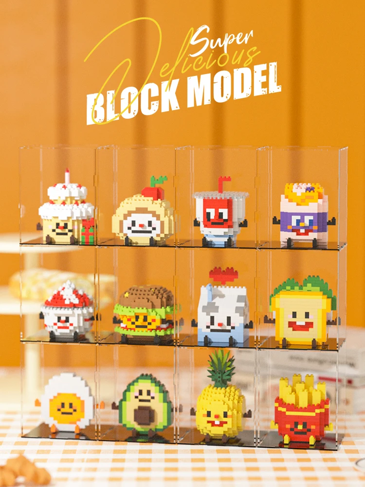 Food Building blocks Mini brick toy Fruit Burger Fries Avocado bread pineapple sandwich Milk drink Jigsaw Puzzle children\'s gift