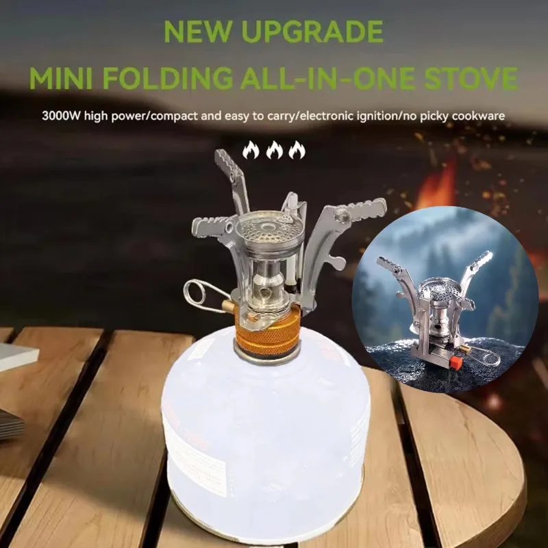 Mini Camping Stove Portable Outdoor Gas Burner Ultralight Folding Picnic BBQ Stove High Power Hiking Cooking Equipment