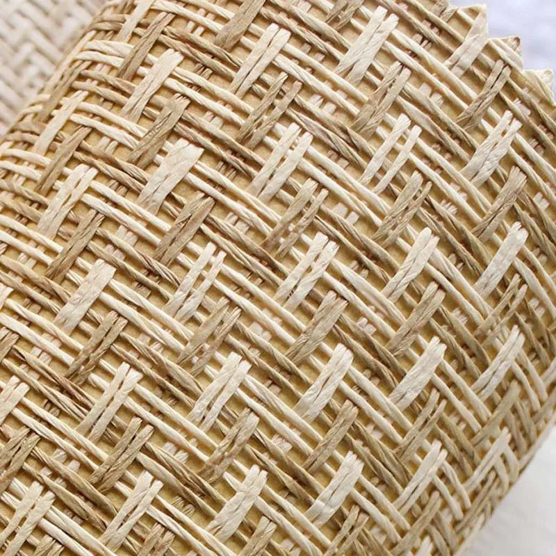 Premium Natural Hand Woven Grasscloth Wallpaper Plant Fiber Covering Textured for Home Hotel Furniture Cabinet Ceiling Decor