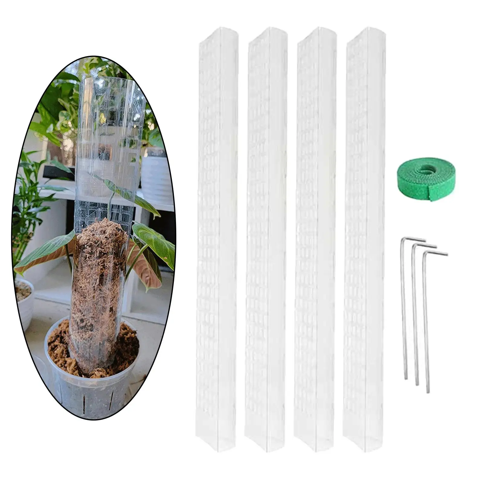 4Pcs 24inch plants Pole, DIY Sturdy Attachable, Stackable Stable Plant Support,