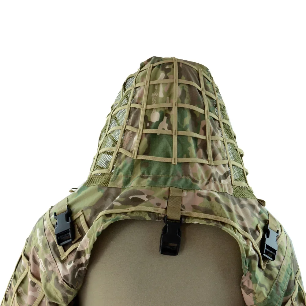 Outdoor Sniper Coat Tactical Disguise Hood Jacket Foundation Combat Hunting Camouflage Ghillie Suit Woodland