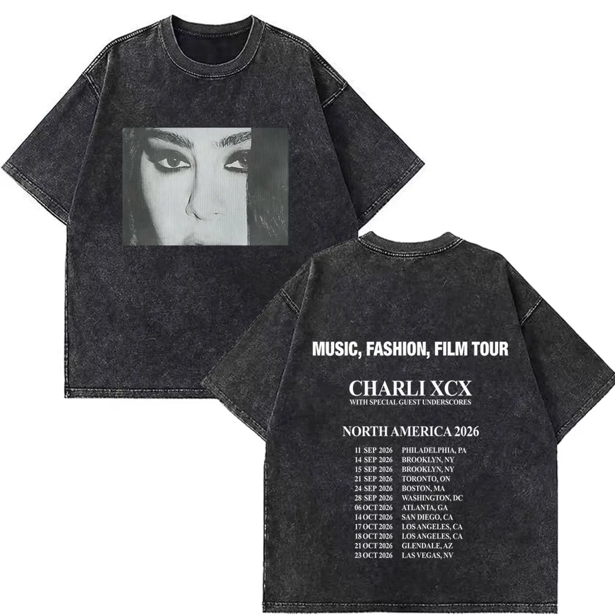 CHARLI XCX  Album Music, Fashion, Film Tour 2026 Print T-shirt Men Women Hip-hop T-shirts Summer Cotton Vintage Washed T-shirts
