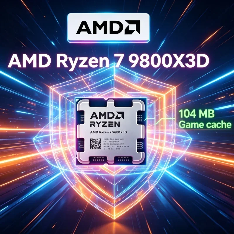 

AMD Ryzen 7 9800X3D R7 9800X3D 96MB 3D V Cache 8 Core 16 Thread 4nm Zen5 AM5 DDR5 Gaming Desktop CPU No Fan