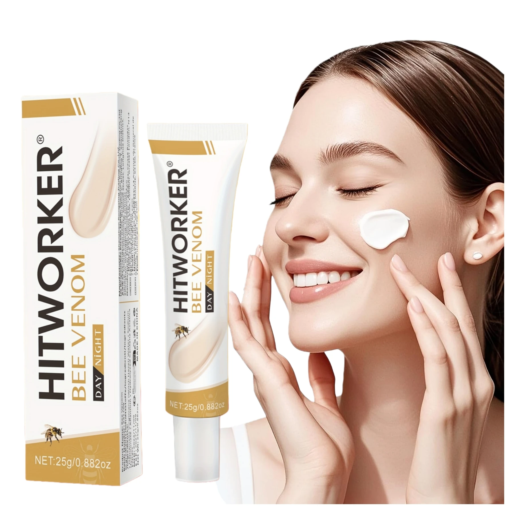 Bee Venom Hyaluronic Acid Serum with Acetyl Hexapeptide-8 for Collagen Boost Wrinkle Reduction Moisturizing Elasticity Improveme