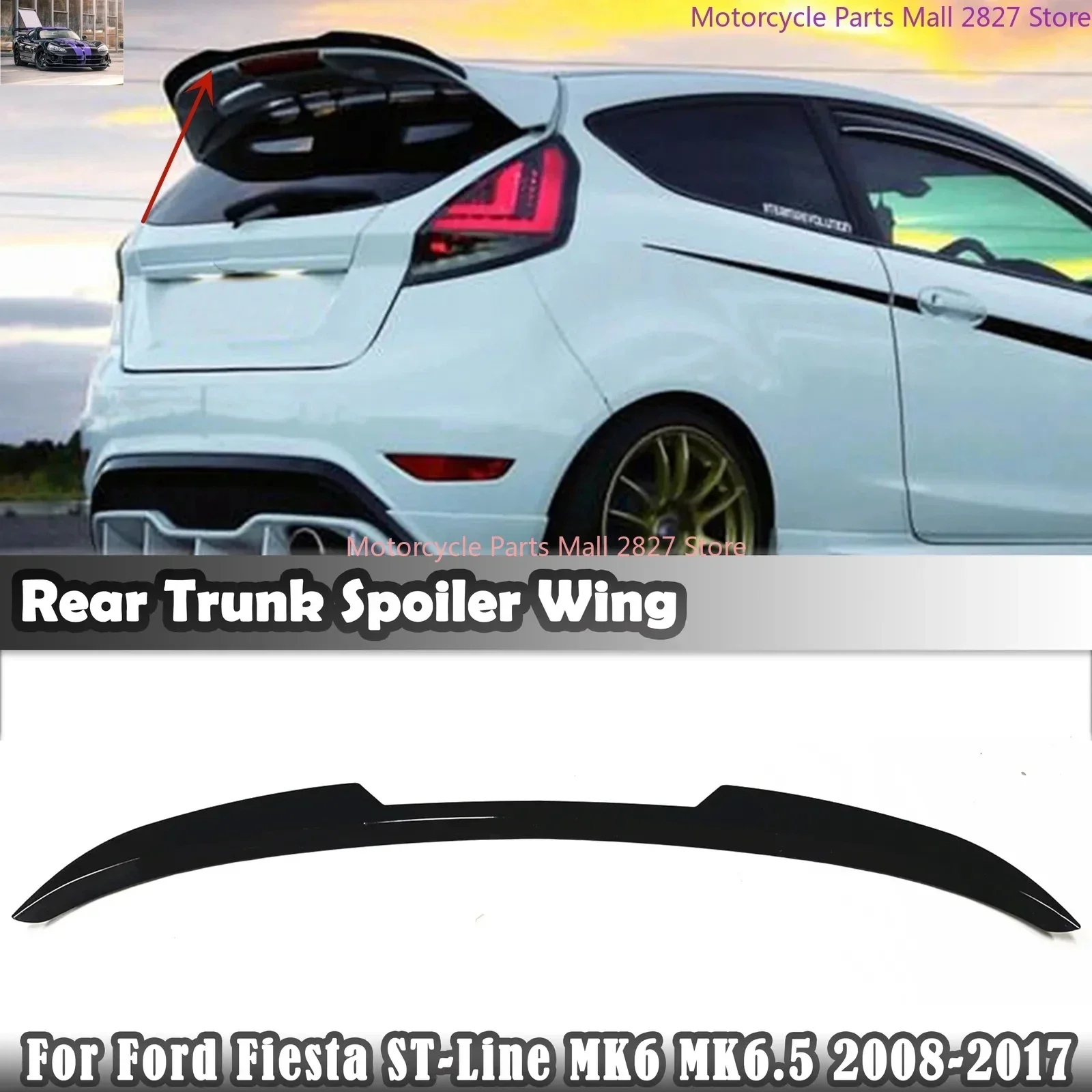 For Ford Fiesta ST Line MK6 MK6.5 2008-2017 Rear Roof Spoiler Tail Wing Car Fixed Wind Rear Window Upper Trunk Splitter Lip