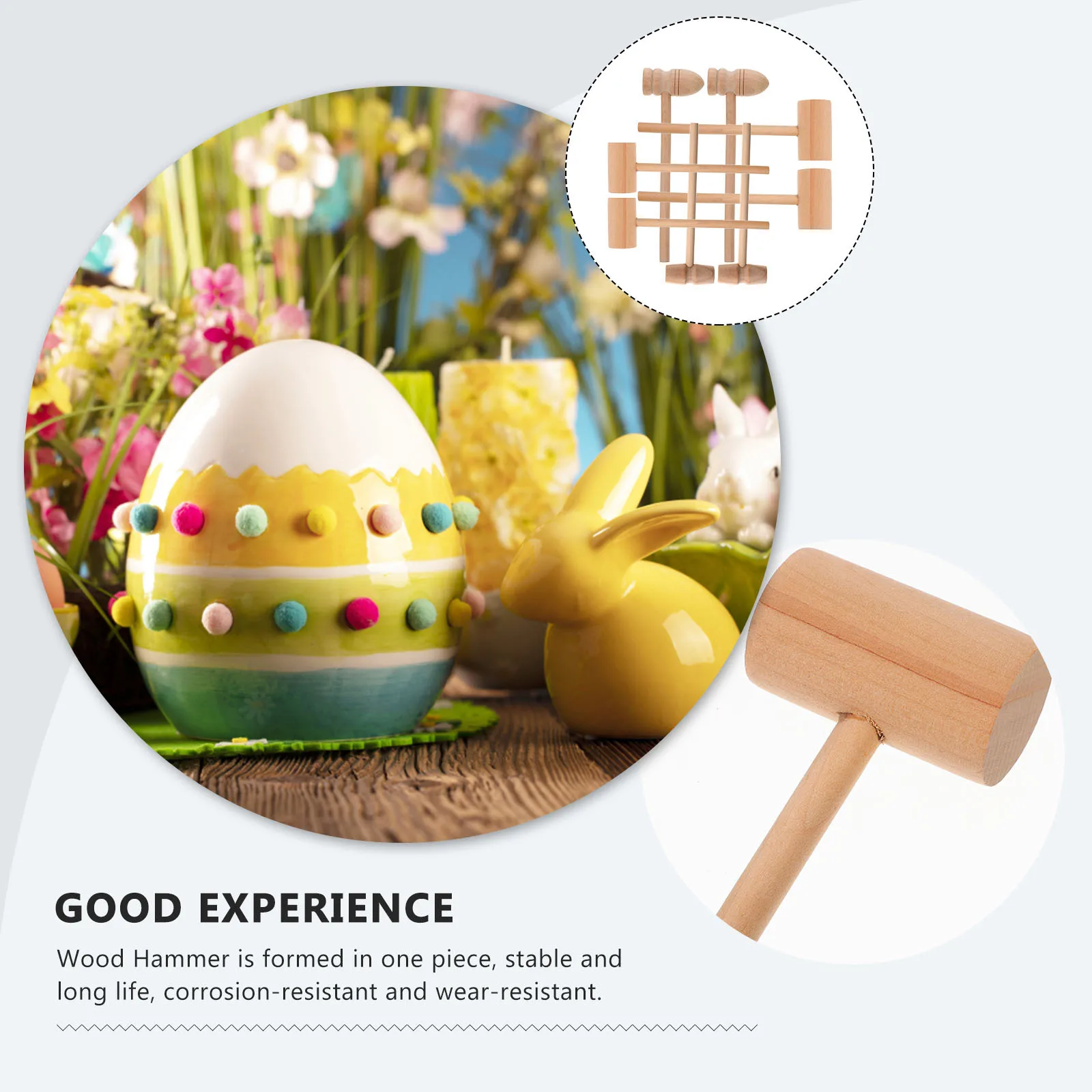 

8pcs Mini Kitchen Mallet For Small Meat Fish Crab Smooth Wood Tool Easter Egg Hammer - Hand Tool