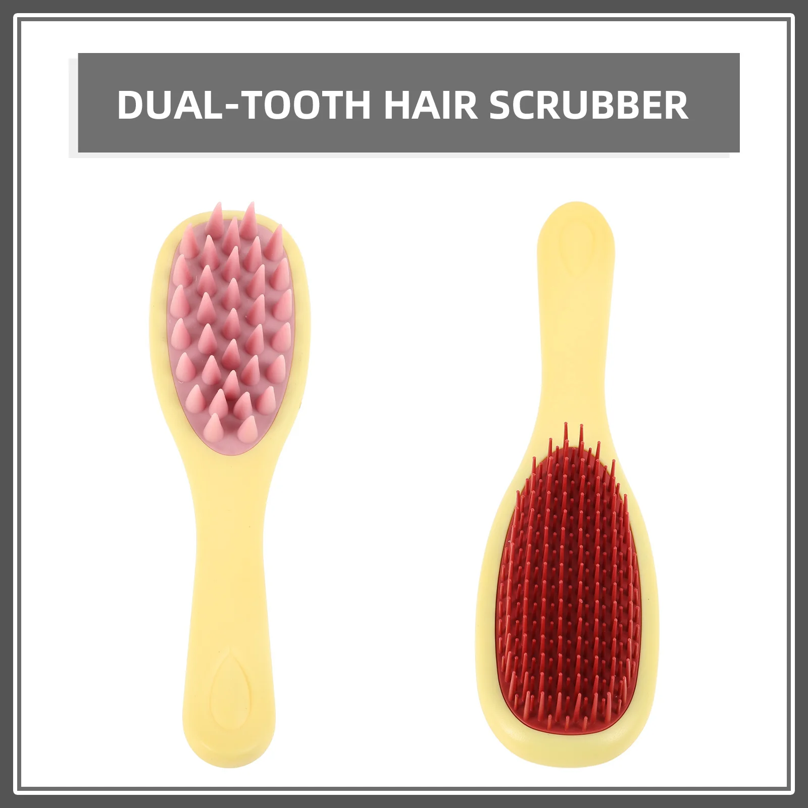 شامبو الشعر، مقبض طويل، أسنان مزدوجة، فرشاة فروة الرأس من السيليكون، إزالة القشرة، تدليك، مستلزمات الاستحمام، شعر الاستحمام #6