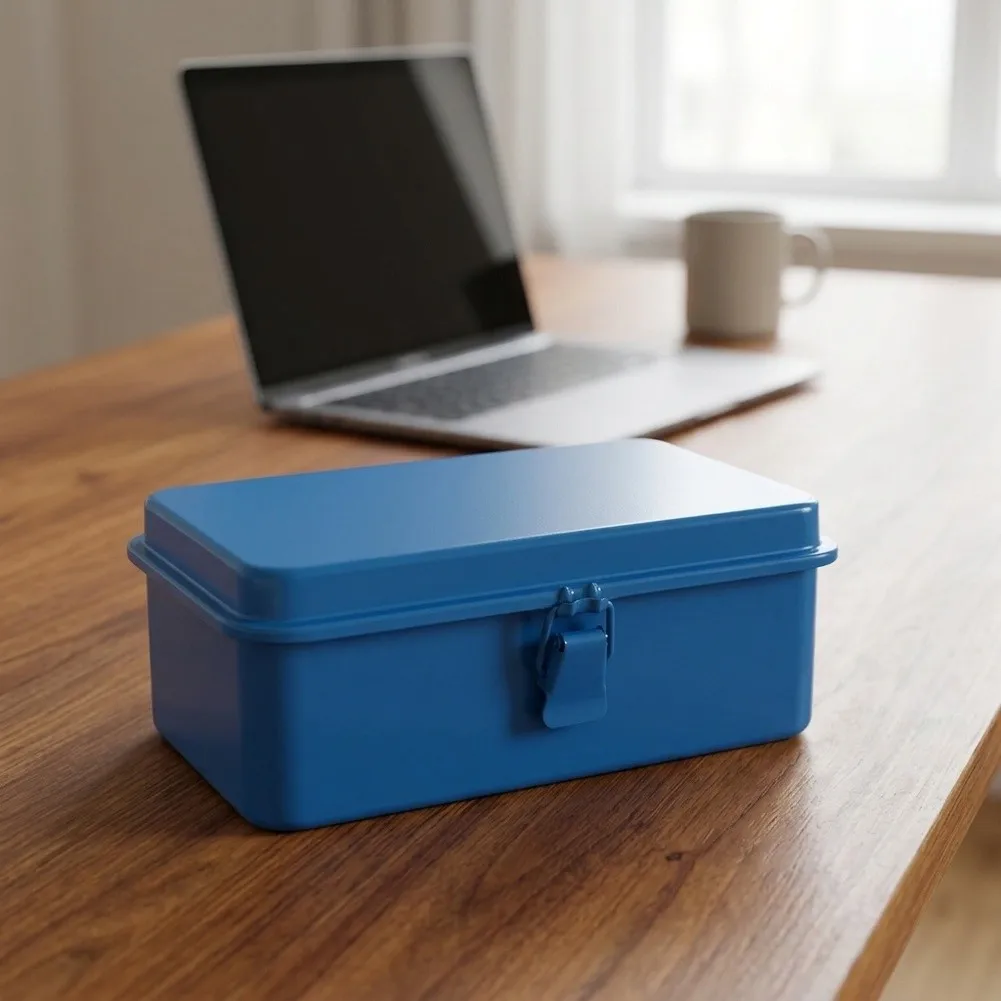 For Home Workshop Metal Storage Box For DIY Projects Tool Case Sturdy Iron Construction Reliable Locking System