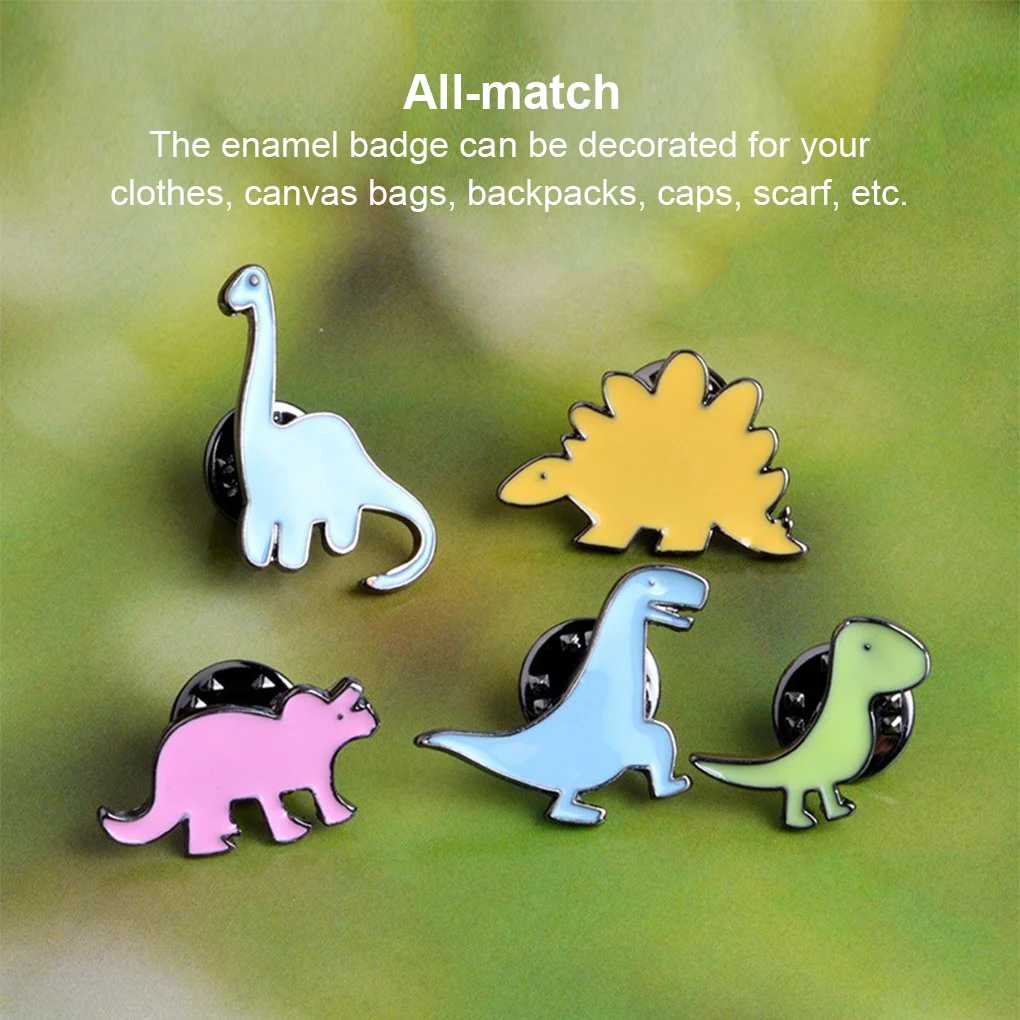 Brooches Cartoons Dinosaur Enamel Lapel Pins Back Badge Dress Clips Kids Children Party Favors Craft Accessories