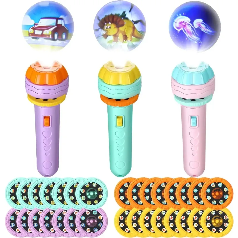 Taschenlampe Projektor Taschenlampe Lampe Spielzeug Frühe Bildung Erkenntnis Vor dem Schlafengehen Geschichte Buch Puzzle Spielzeug Schlafen Geschichte Buch