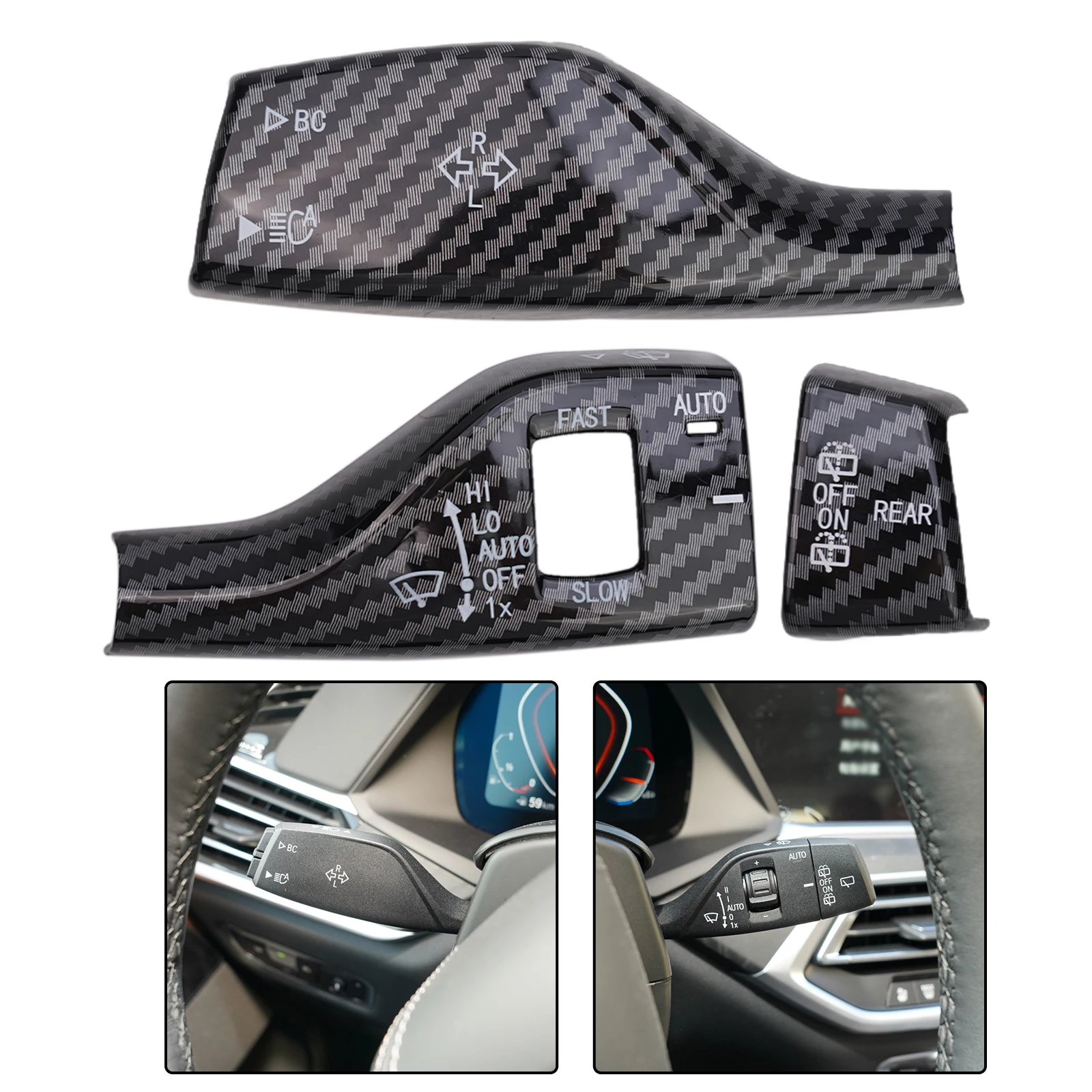 Carbon Fiber Turn Signal Wiper Lever Cover Trim For BMW X2 X3 X4 X6 X7 SUV Car Interior Sticker Decor Accessories