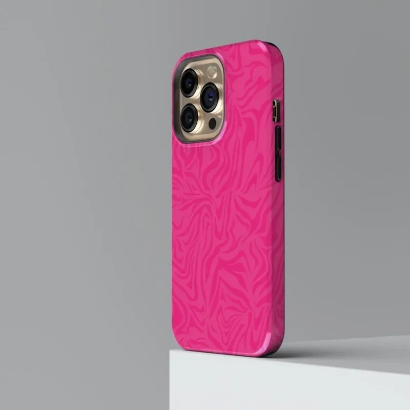 Swirls Pink Case For IPHONE 16ProMax 15 14 13 12 11 PRO Plus Acrylic TPU Two in one Magnetic Phone Cases