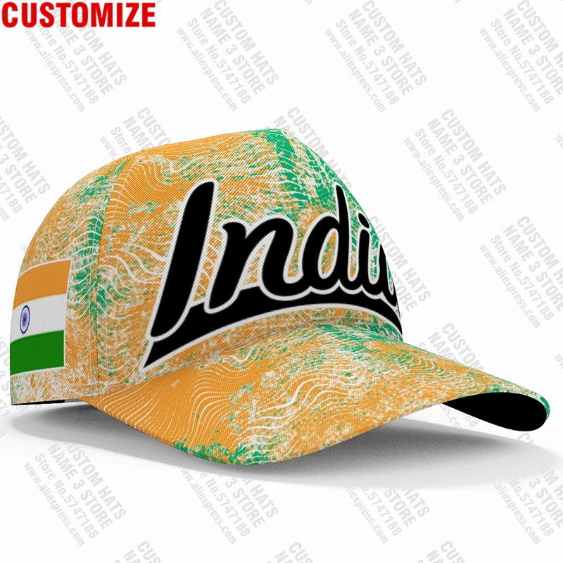 India Baseball Cap 3d Free Custom Made Name Number Team Logo In Fishing Hat Ind Country Travel Hindi Nation Indian Flag Headgear