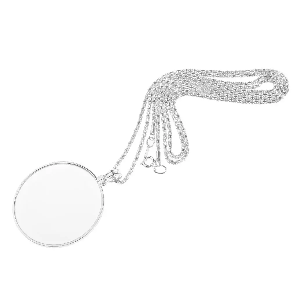 

Лупа-колье на цепочке для чтения и осмотра мелких деталей ювелирных изделий, подарок для пожилых людей, металлическая, со стеклом