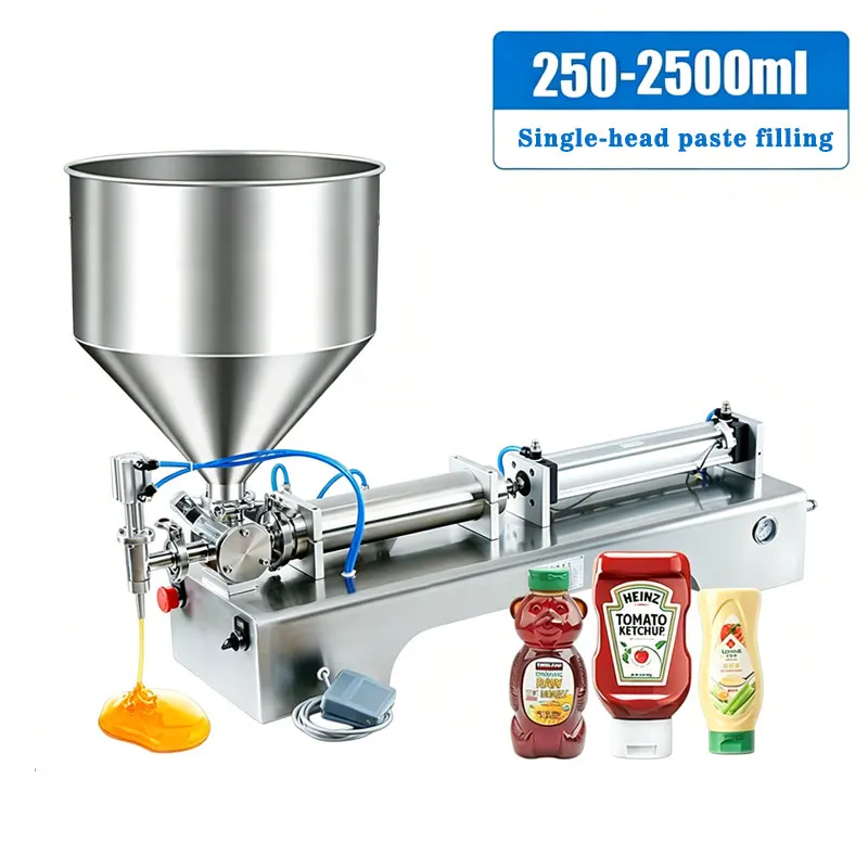 Single-head paste qutative filling machine horizontal pneumatic small semi-automatic sauce essential oil filling machine