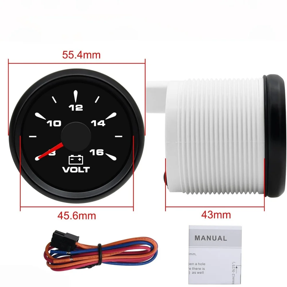 Stainless Steel 52mm Voltmeter Gauge 9-32V IP67 Waterproof 7 Colors For Marine Boat Car Truck Generator Voltage Monitor