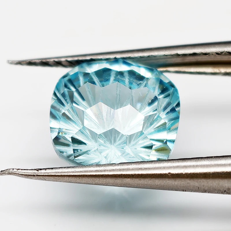 New L-Aquamarine Cushion Pyrotechnic Cut Cubic Zirconia Loose Gemstone for Jewelry Making Colorful Synthetic Stones