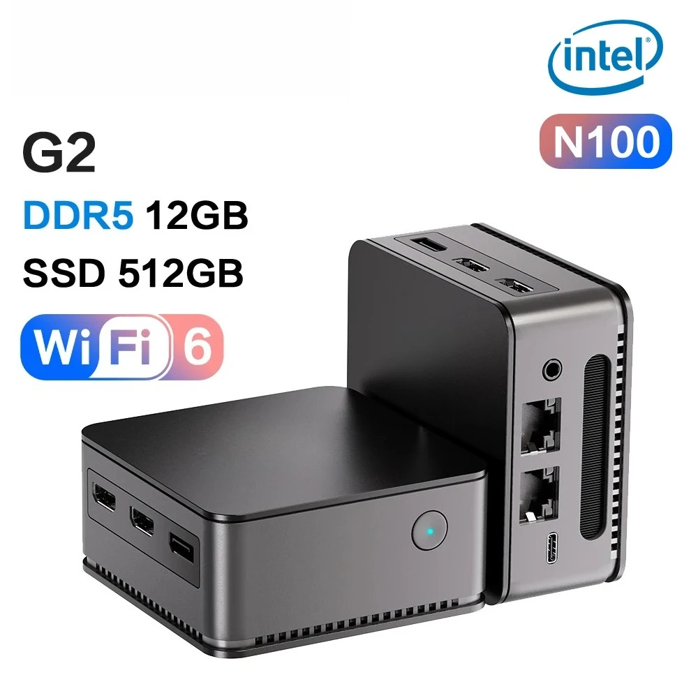 G2 كمبيوتر صغير ويندوز 11 برو ألدر ليك N100 إنتل 12th DDR5 12GB RAM 512GB SSD WiFi 6 BT5.2 كمبيوتر مكتبي كمبيوتر صغير يعمل