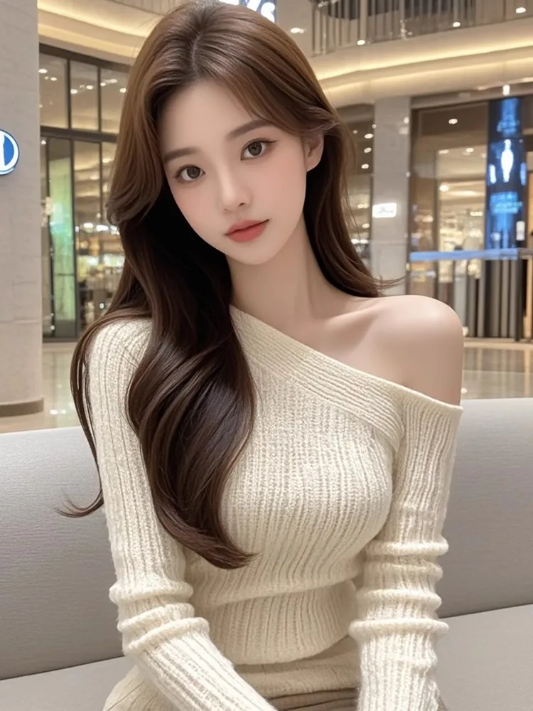 

Unique Sweet Spicy Girl Knitted Base Shirt Women's New Style Spring Autumn Outerwear Tight Fit Innerwear Winter Fashion