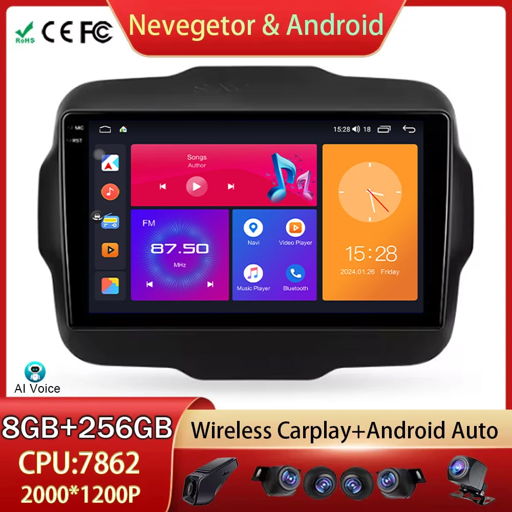 

Touch Screen For Jeep Renegade 2014 - 2018 Android Auto Car Radio Head Unit Multimedia Video Player GPS Navigation No 2din DVD