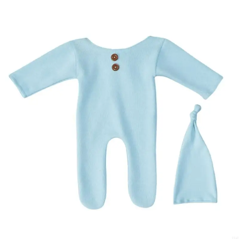 Y1QF 2Pcs/set Infant Photography Props Baby Costume Romper Hat Photo Prop Clothing