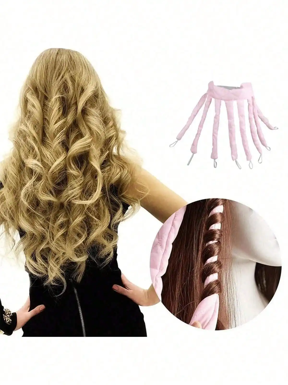 

1pc 8-Tooth No-Heat Curling Wand, Soft Wave Hair Band, Salon, Beauty Salon And Travel Essential Hair Styling Product And Accessory; Octopus Sponge Hair Curler, Slouchy Curling Iron, Sleep Headband No-Heat Curling Wand For Women, Hair Curler, Curling Iron,