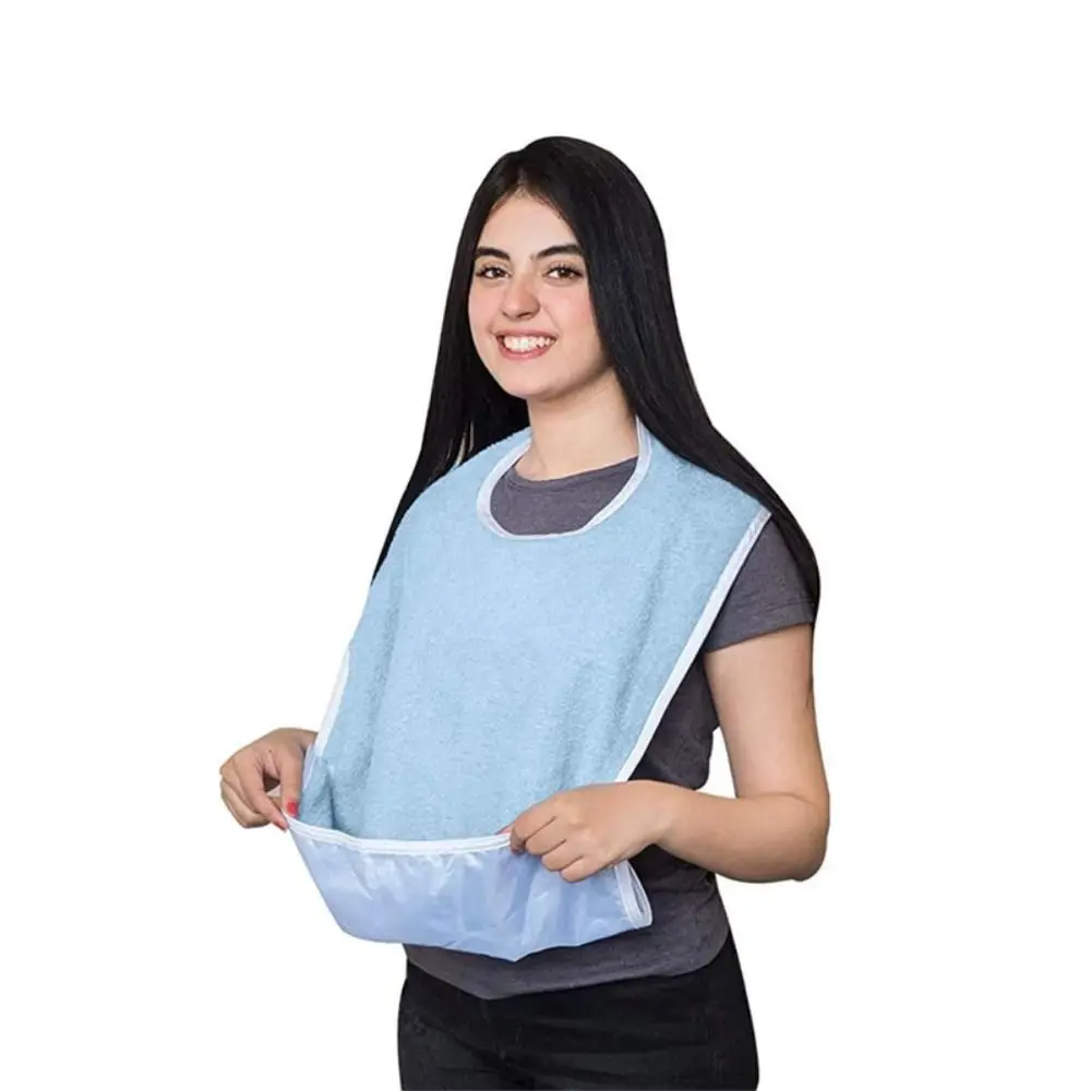 Anti-oil Elderly Bib Stain Resistant Pocket Style Eating Assistance Bib Multi-purpose Adjustable Mealtime Bib Mess-Free Diet