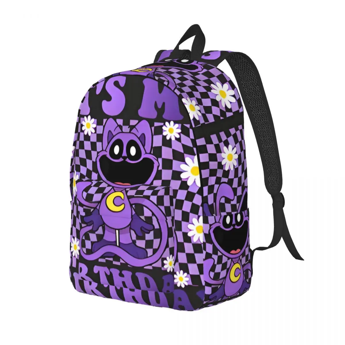 Custom 3D Print Smiling Critters Canvas Backpack for Boys Girls Catnap College School Travel Bags Bookbag Fits 15 Inch Laptop