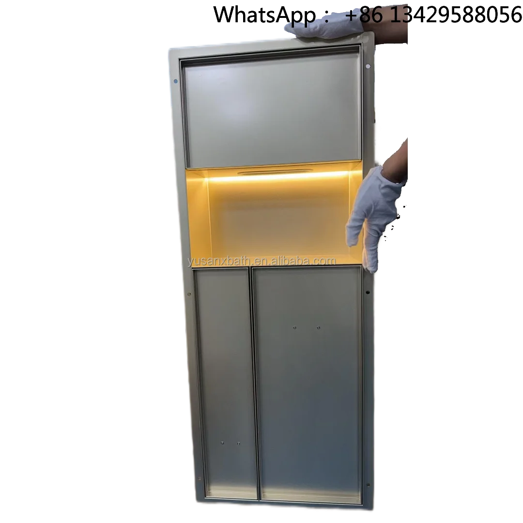 Concealed  LED Light Waste Bin for Bathroom or Hotel Invisible Hidden Trash Can with Niche for Toilet Brush & Tissue Box
