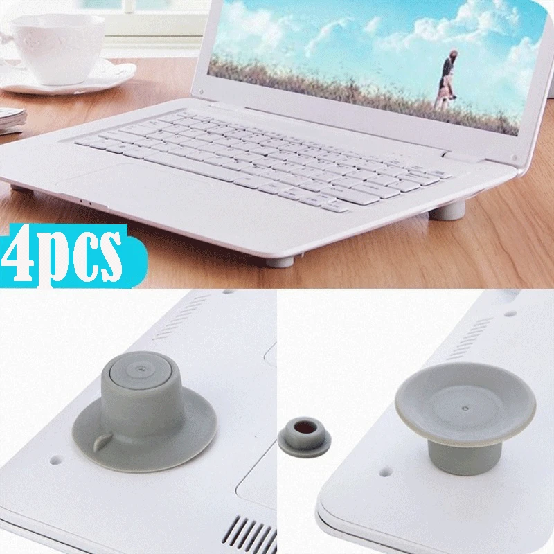 4pcs Laptop Cooling Pad Cooling Feet for PC Laptop Soft Silicone Cooler Stand Bracket Suction Leg Set Computer Accessories