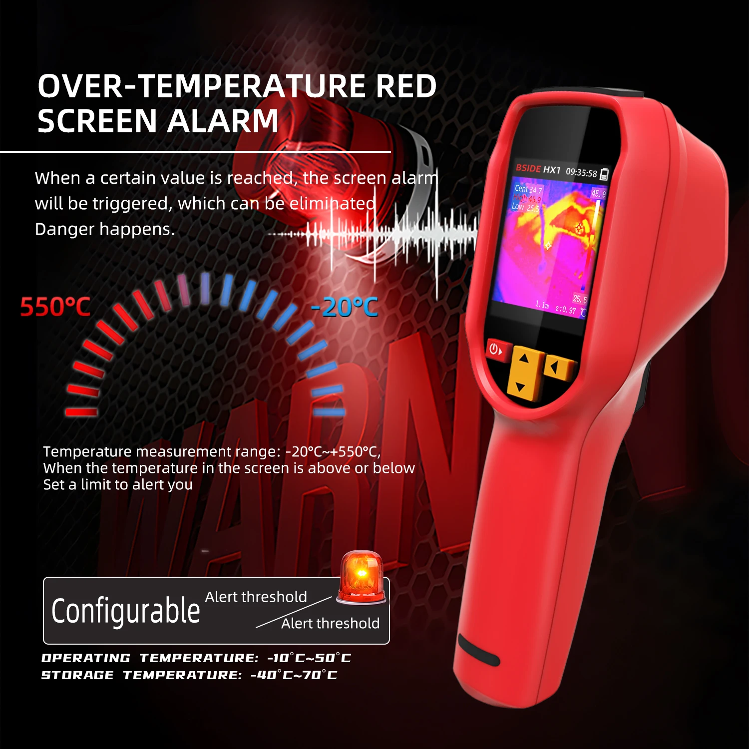 BSIDE Handheld Thermal Imager, 2.4 Inch Full View Screen, -20℃~550℃, 15-Point Temperature Measurement, with PC Analysis Software, for Water Leak & Floor Heating Detection view 7