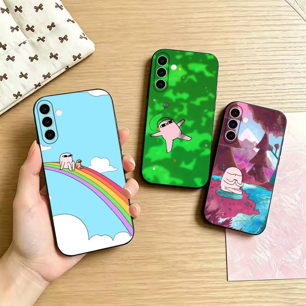 Pink meme creature Soft Black Cover, Fit for Samsung Galaxy A02S,A12,A22,A32,A42,A52,A21S,A31,A41,A51,A71,A72,A73,A30S
