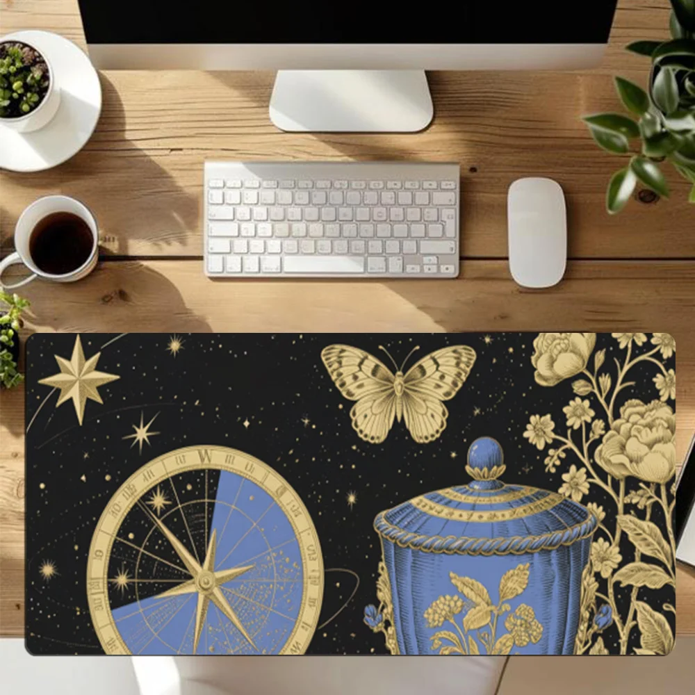 Large-sized blue jar, black butterfly table mat and mouse pad alfombrilla ratón ordenador alfombrilla gaming one piece playmat