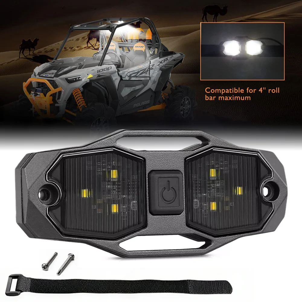 UTV Vehicle Cab Dome LED Light White Bright Waterproof Compatible with Polaris RZR Ranger Can-Am Maverick Defender 12V DC Power