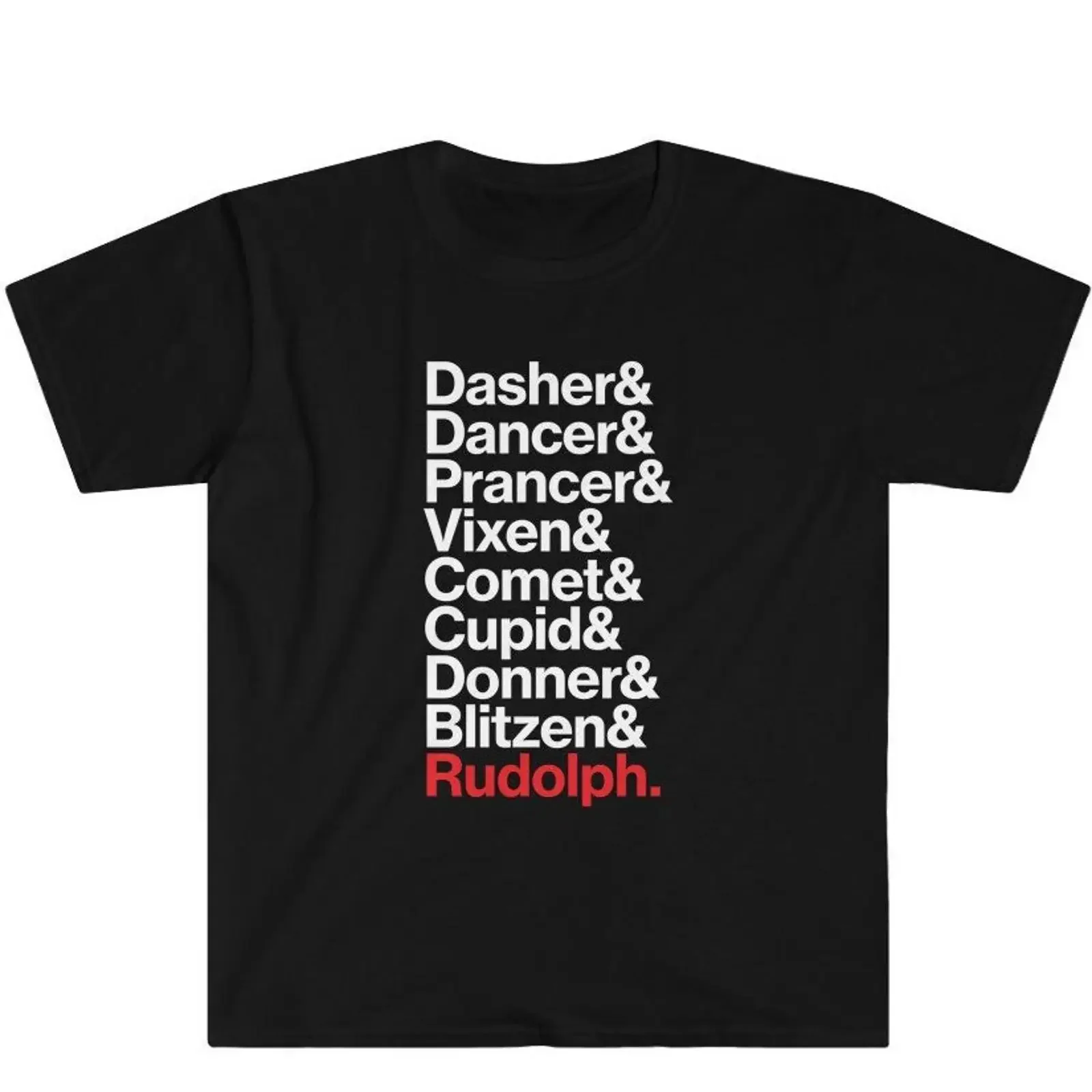 Santa's Reindeer Names Christmas T Shirt Rudolph Dasher and More vintage Washed Stylish Casual Breathable Versatile