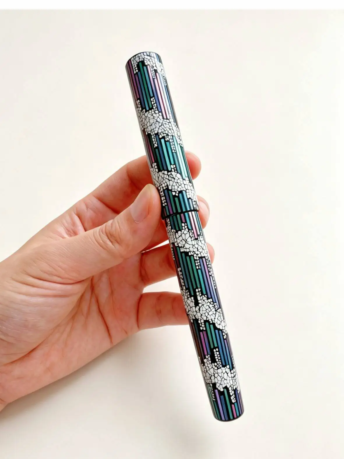 SELMY Handmade Urushi Fountain Pen 6# BOCK Fine Nib Ebonite Pen with Luminous Eggshell Raden Writing Pen 30# Size