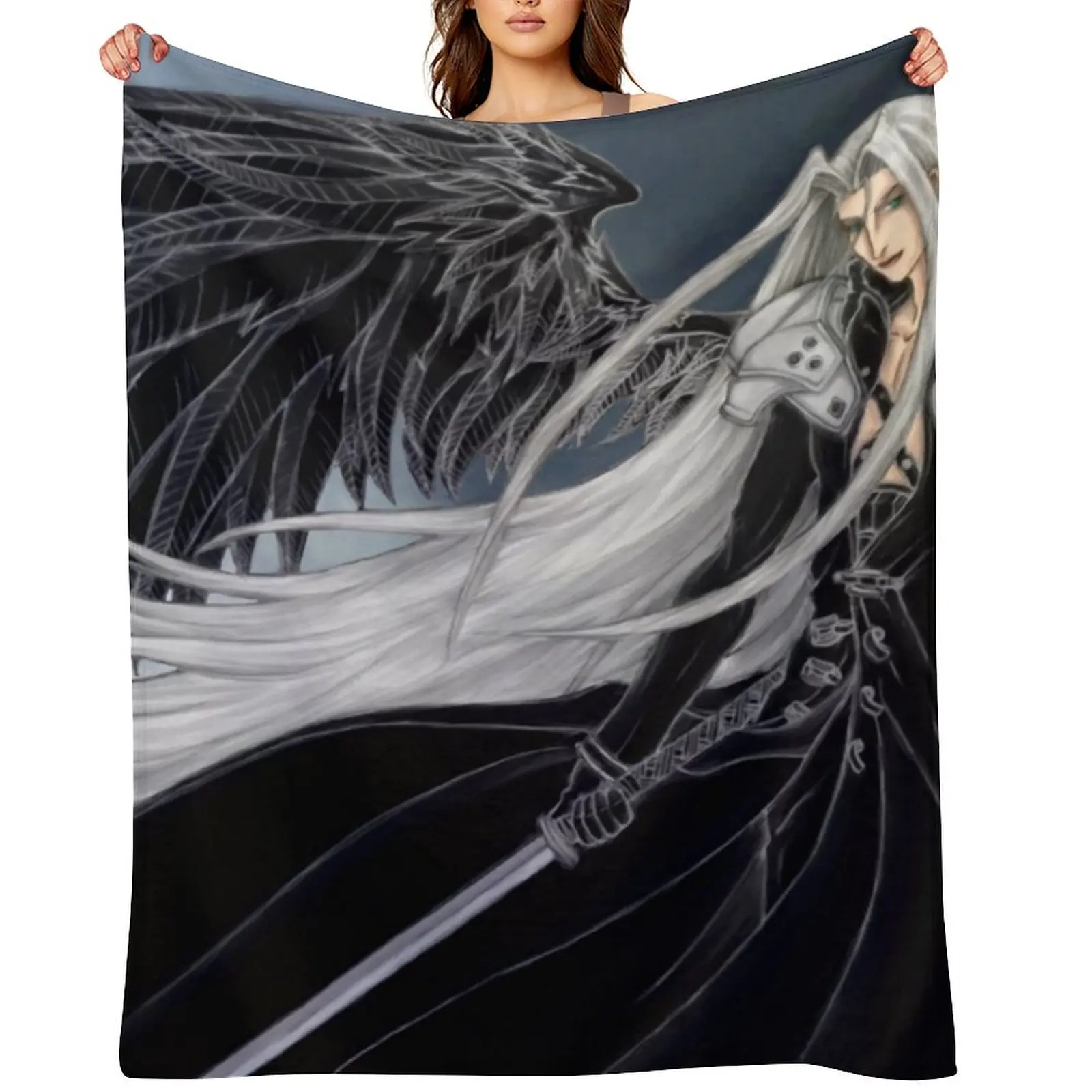 

Sephiroth - The One Winged Angel Throw Blanket Heavy Polar Soft Plaid Soft Big Blankets