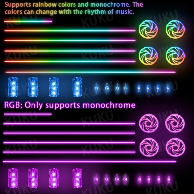 Car Ambient Light 64 RGB Rainbow Universal LED Interior Hidden Symphony Acrylic Strip Light 18IN1 APP Symphony Atmosphere Lamp