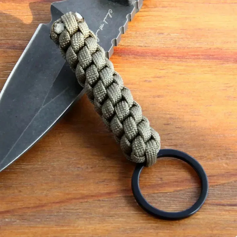 Nylon Knot Keychain Outdoor Camping Paracord Tactical Braided Pendant Key Chain Lifesaving Rope Hiking Wild Exploration Tools
