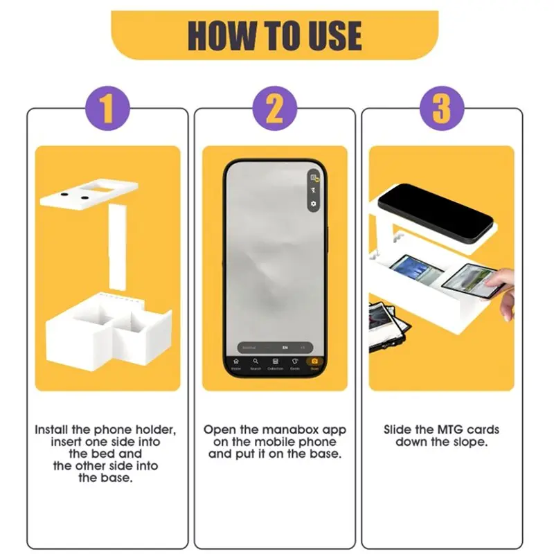 ماسح ضوئي للبطاقات محمول بالكامل للحجم القياسي لبطاقات التداول مع حامل هاتف - مسح ضوئي لإدارة البطاقات الفعالة #5